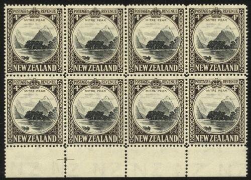 New Zealand SG583c 4d Multiple Wmk Line Perf 14 Block of EIGHT (4 x U/M) 