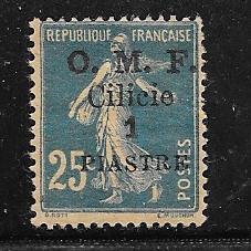 Cilicia #122 1pi on 25c blue (MLH)  CV$2.00