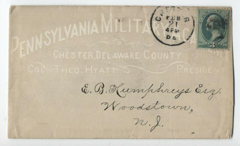 1870s Pennsylvania Military Academy allover ad cover Chester PA [4747]