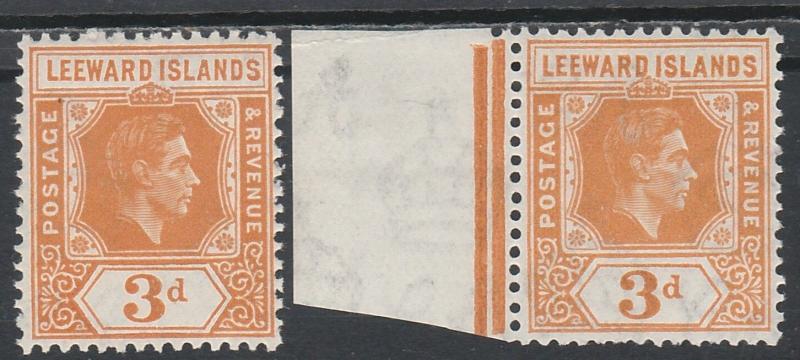 LEEWARD ISLANDS 1938 KGVI 3D BOTH SHADES MNH ** 