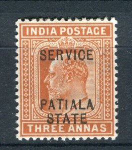 INDIA; PATIALA early 1900s ED VII issue Mint hinged Shade of 3a. value