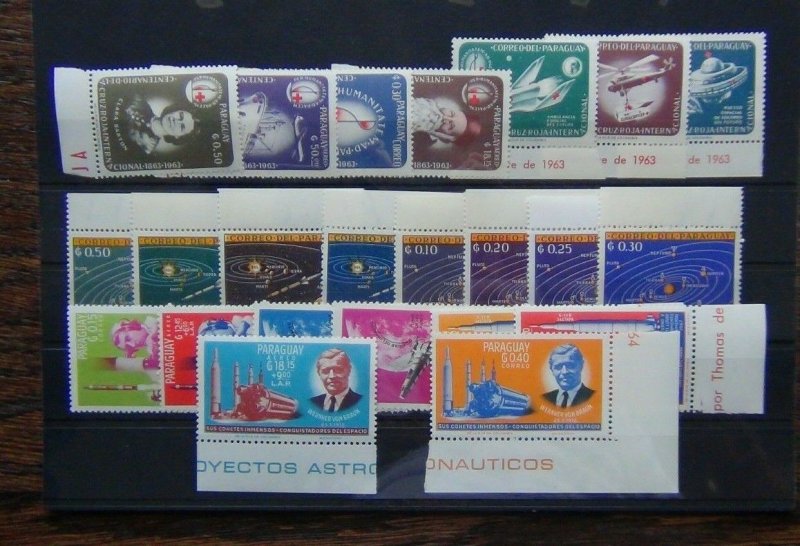 Paraguay 1962 Solar System 1963 Red Cross 1963 Space sets MNH