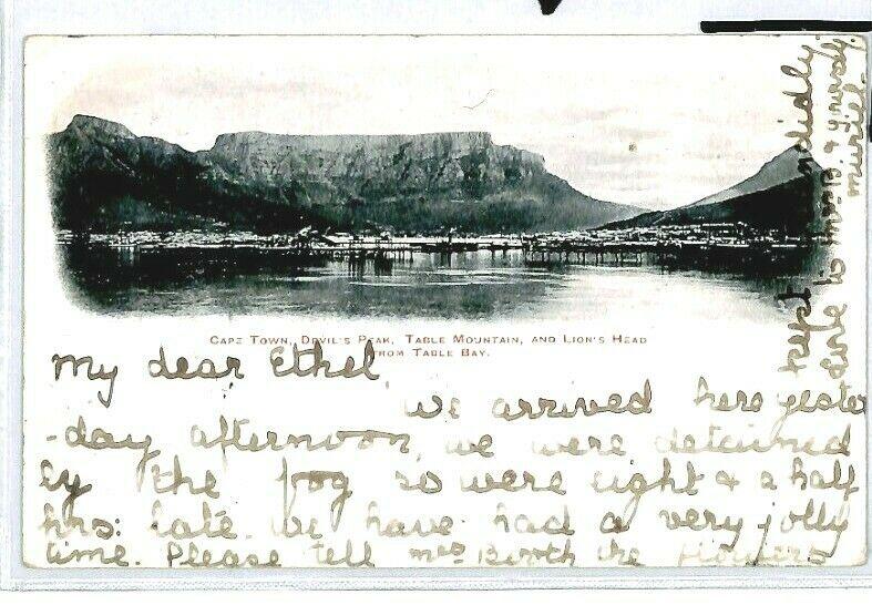 SOUTH AFRICA Cape Town GB London Postcard Devil's Peak 1905 {samwells} CW297