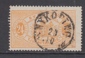 Sweden Sc O21a used 1881 24o orange Official, perf 13, fresh, sound, F+