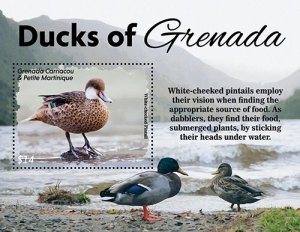Grenada 2022 - Ducks Birds - Souvenir Stamp Sheet - Scott #3077 - MNH