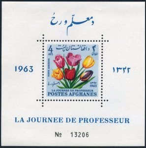 Afghanistan 671I-671J sheets, MNH. Michel Bl.51A-52B. Teachers Day 1964. Tulips,