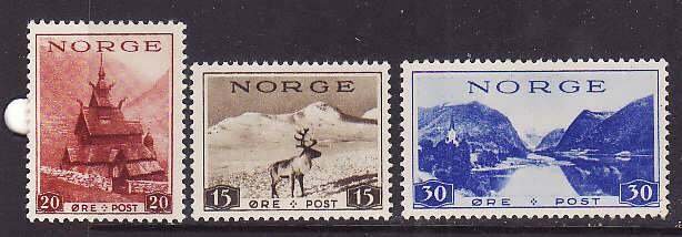 Norway-Sc#184-6- id8-unused hinge set-yellowish paper-Church-Reindeer-1939-