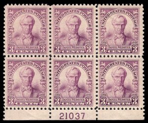 USA 725 Unused (MH) Plate Block of 6