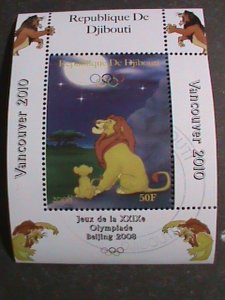 ​DJIBOUTI STAMP-2008- OLYMPIC VANCOUVER'2010-LION KING CTO STAMP S/S SHEET #3