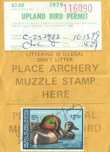 1979 USA Duck Stamp #RW46 +Upland Bird Washington Hunting & Fishing License