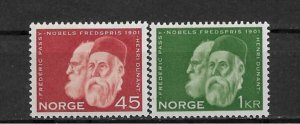 1961 Norway 401-2 Winners of the first Nobel Peace Prize MNH C/S of 2