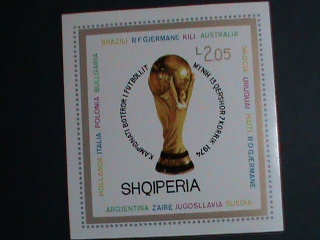 ALBANIA STAMPS-1974  WORLD CUP SOCCER CHAMPIONSHIP-IMPERF -MNH S/S-SHEET VF