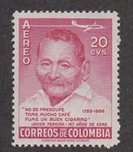 Colombia # C288, Javier Pereria, Mint NH