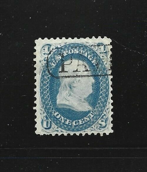 United States Scott 63 1-cent Franklin Used F/VF centering 2016 cv $50.00