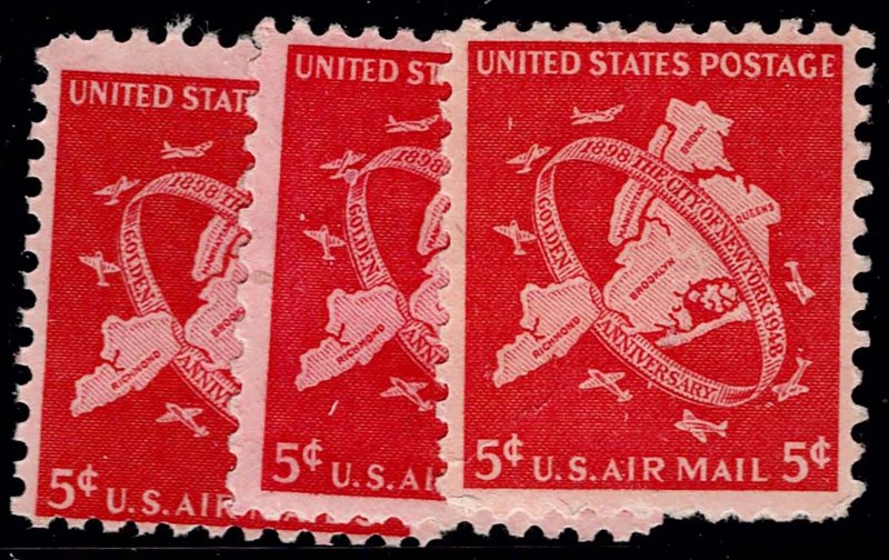 U.S. C38 M-HM Three Singles as Shown (V5599)