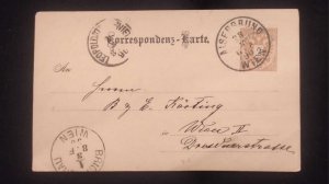 O) 1890 AUSTRIA, COAT OF ARMS - HERALDICA, LEOPOLDO  WIEN, CIRCULATED POSTAL STA