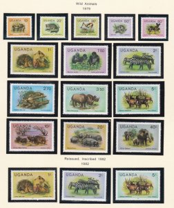 Uganda # 279-292, 284a, 286a, 289a, Wild Animals., Mint NH, 1/2 Cat.