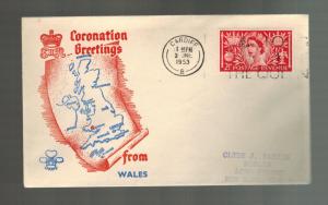 1953 England Coronation FDC first day cover QE 2 Queen Elizabeth II USA Wales 