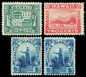 Hawaii Scott 80, 81, 82 1899 1c-5c Issues All Mint F-VF OG H Cat $19.50