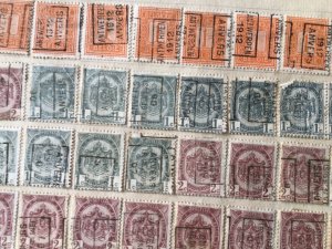 Belgium pre cancel stamps on 2 old album part pages Ref A8449