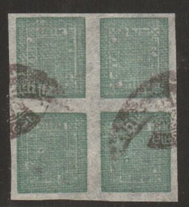 Nepal Sc 9, 9a used 1886 4a Tete-Beche Block of 4, VF