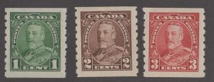 Canada # 228-30  George V - COILS   1935  (3)   LH Unused