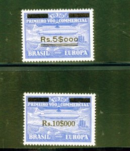 BRAZIL SCOTT # 4CL5/6 GRAF ZEPPELIN OVERPRINTS  VF FRESH MINT NEVER HINGED