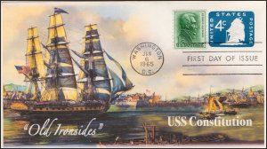 AO-U549-1,1965, Old Ironsides, First Day Cover, Add-on Cachet, USS Constitution,