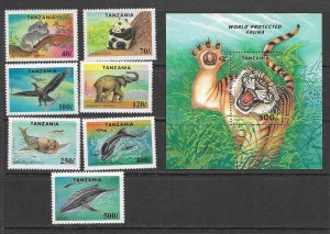 Tanzania 1287-94 MNH Animals set cpl.  X 5 vf. 2022 CV $56.25