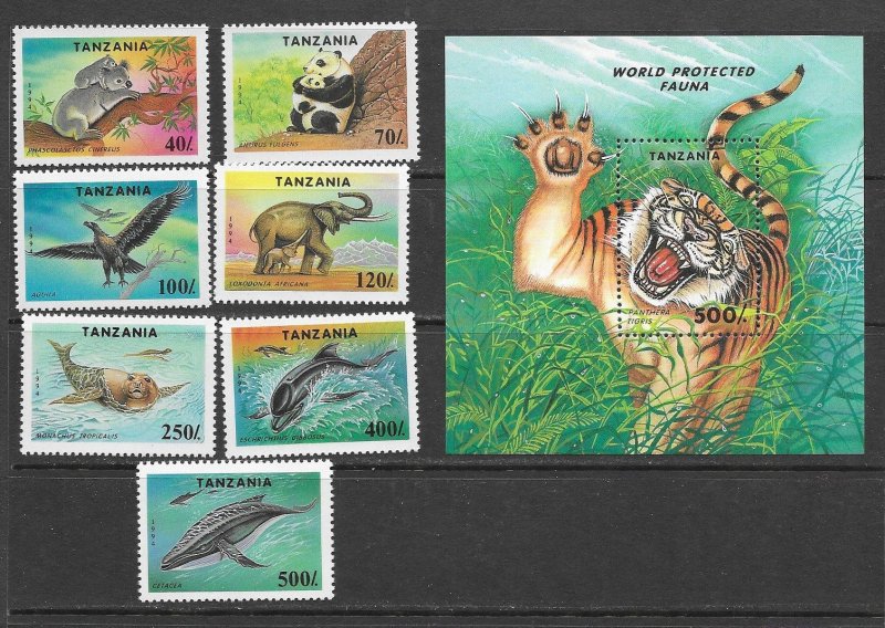 Tanzania 1287-94 MNH Animals set cpl.   vf. 2022 CV $11.25