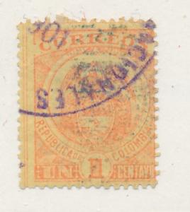 Colombia 1899 Scott 162 used - 1c, Coat of Arms