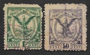 SD)1905 MEXICO  2 AGUILITA 1C & 50C FISCAL STAMPS, USED
