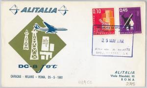 AIRMAIL 1st FLIGHT COVER - VENEZUELA - Caracas Roma1961 - Pellegrini # 439 CC