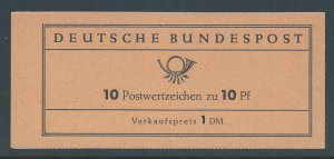 Germany #708b NH Pres. Theodor Heuss - Complete Booklet of 1 Pane