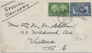 1929 Victoria to Victoria, Canada Special Deliery 12c Historical & 12c (56803)