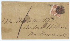 US 113 2c on newspaper wrapper to Victoria New Brunswick Canada 1869