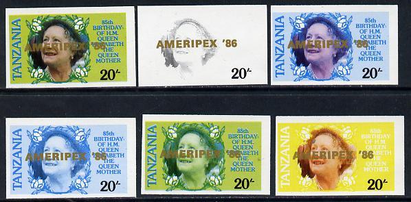 Tanzania 1986 Queen Mother 20s (SG 425 with 'AMERIPEX 86'...