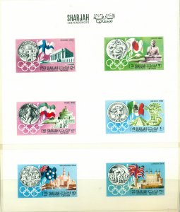 Sharjah 1968 Mi#496-501 History of the Olympic Games UNCUT DLMS sheet MUH