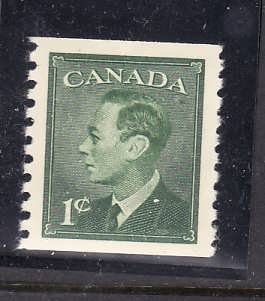 Canada-Sc#295-Unused NH coil-1c green KGVI-Postes-Postage omitted-og-id#311-1949