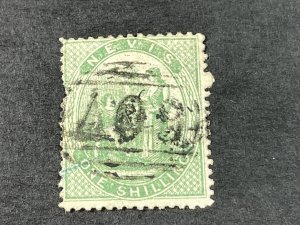 NEVIS # 17-USED**FLAWS**--GRAY/GREEN--1876