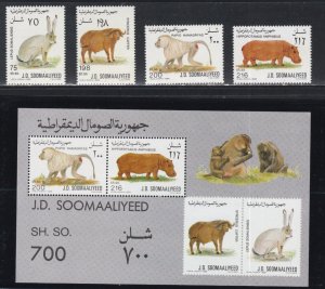 Somalia # 588-591, 591a, Wildlife, Mint NH, 1/2 Cat.