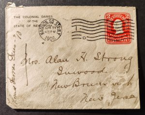 Early 20th century U.S. postage stamp envelope sent by the Colonial Dame...