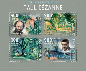 C A R - 2014 - Paul Cezanne - Perf 4v Sheet - Mint Never Hinged