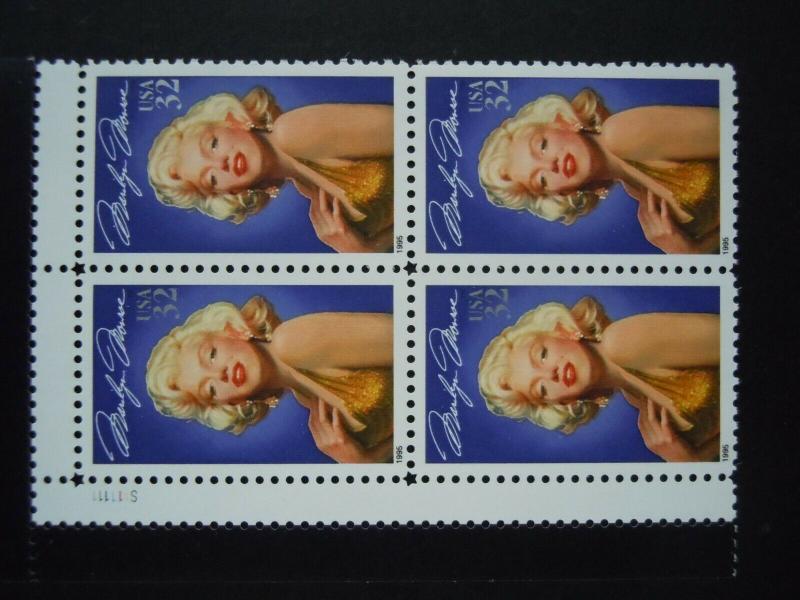 #2967 32c Marilyn Monroe Plate Block MNH OG VF #2