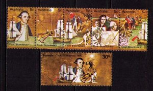 AUSTRALIA Sc# 477 - 482 MH FVF Set1 + Strip5 Captain Cook