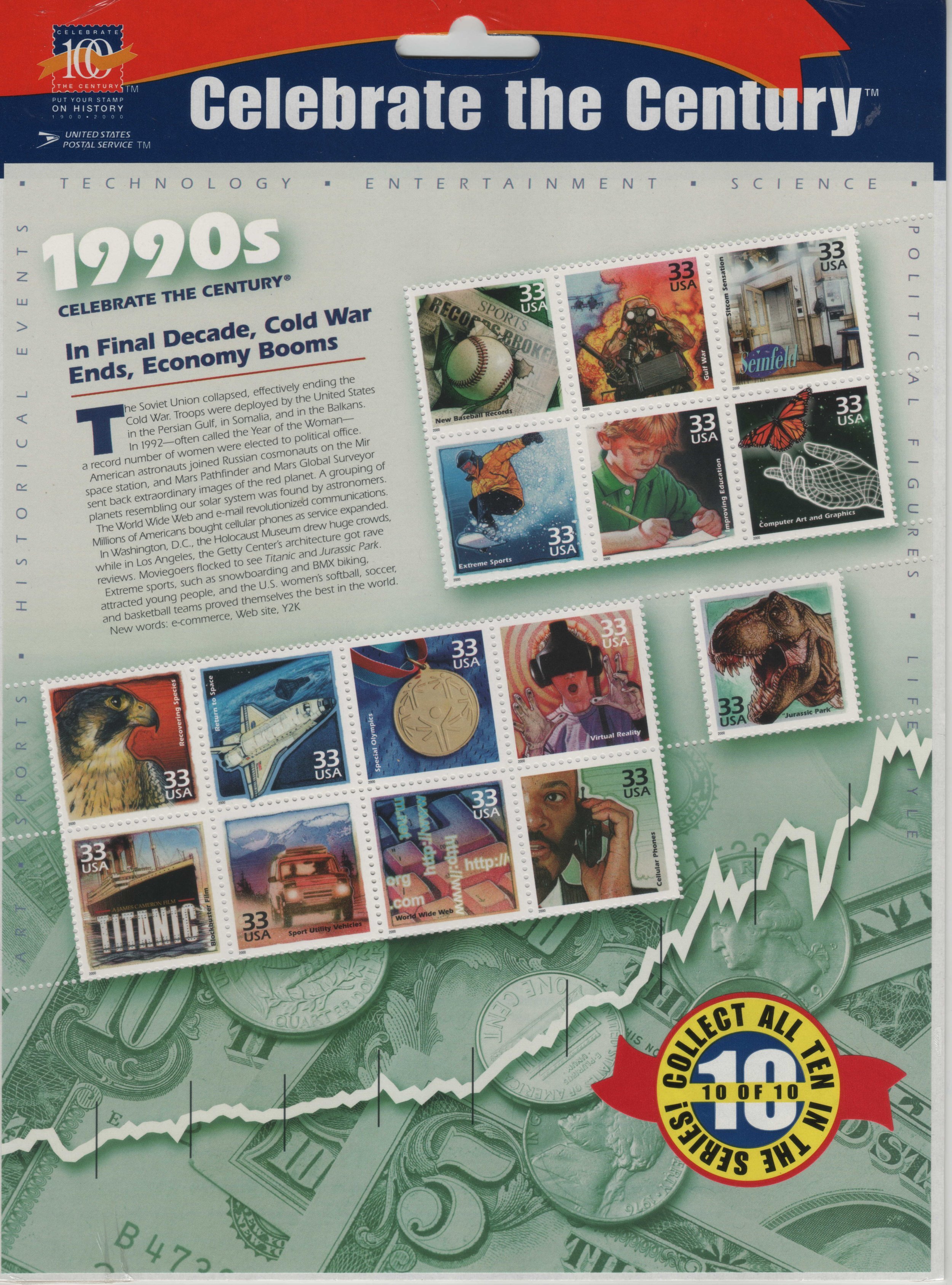 3191 33c Celebrate the Century 1990s United States, General Issue