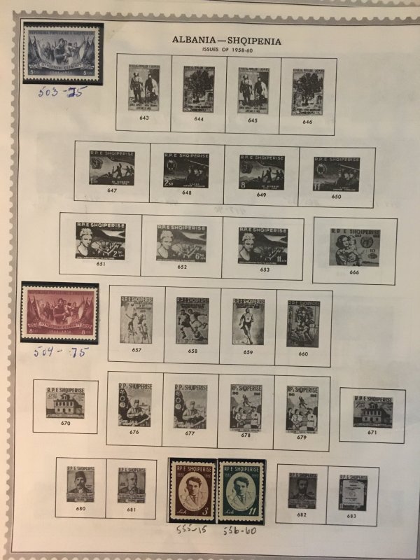 Collection of mint Albania stamps on Minkus pages