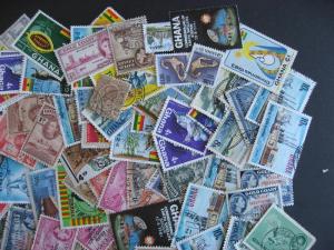 Hoard breakup mixture 100 Ghana/Gold Coast. Duplicates & mixed condition