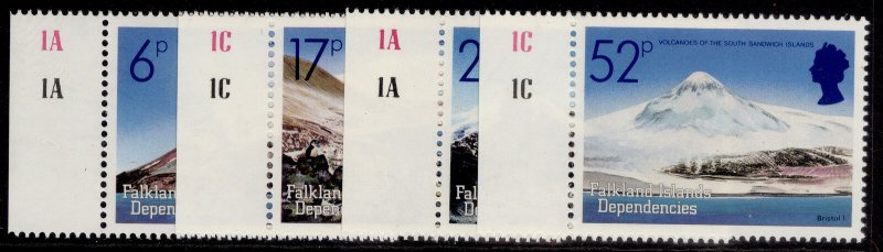 FALKLAND ISLANDS - Dependencies QEII SG121-124, 1984 Volcanoes set, NH MINT.