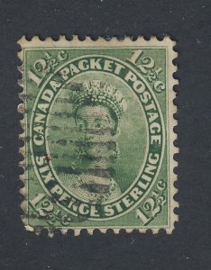 Early Canada Victoria Used Stamp #18-12 1/2c F/VF HR  Guide Value = $125.00